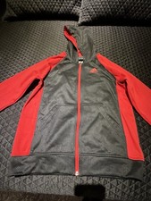 Adidas Youth Large 14/16 Full Zip Hoodie Jacket Black Red Athletic Training