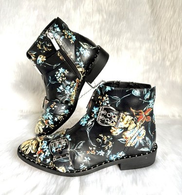 Gianni Bini Women's Leather Boho Western Floral Studded  Booties Size 7 Romantic