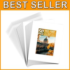 White Core Bevel Cut Photo Mats 8x10 - Pack of 50
