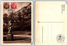 Vintage 1946 Prague Castle Fountain Postcard Czechoslovakia Posted RPPC
