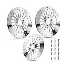 11.8" Polished Front  Rear Brake Rotors w/Bolts Set Fit forHarley Davidson T...