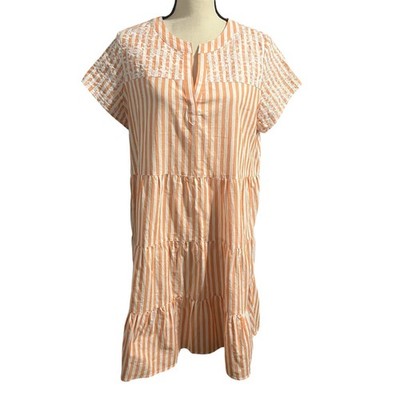 Tyler Boe Women's Orange White Stripe Linen Blend Claudia Dress Sz M  Embroidery | eBay