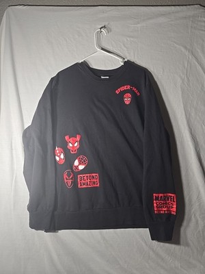 Marvel Spiderman Ebony Black pullover Sweatshirt ribbed collar & cuffs 2XXL 