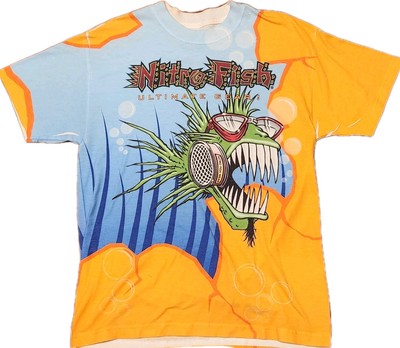 ALSTYLE Nitro Fish Ultimate Gear T Shirt Men s L Large Vintage Retro Hipster AOP