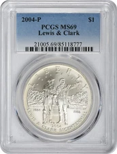 2004-P Lewis and Clark Silver Commemorative Dollar MS69 PCGS Mint State 69