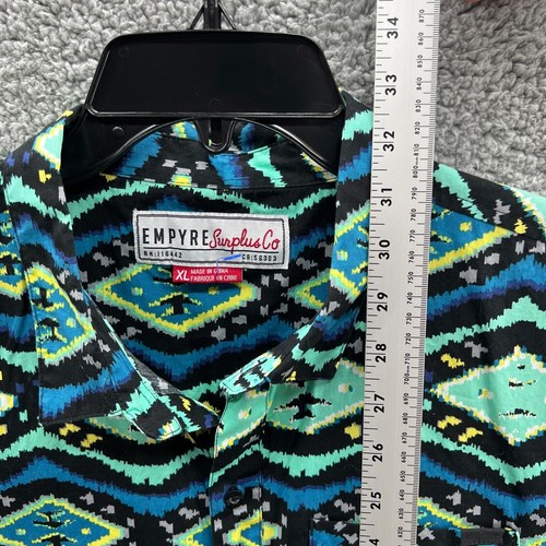 Camicia Empyre Surplus con bottoni uomo XL nera hawaiana manica corta cotone XL - Foto 5 di 10
