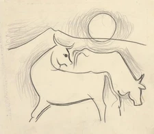 13989.Decor Poster.Room wall Interior design.Mikulas Galanda art.Bull and cow