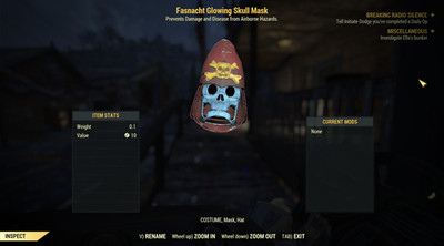 Fallout 76 FO76 PC | 2025 | Fasnacht Glowing Skull Mask