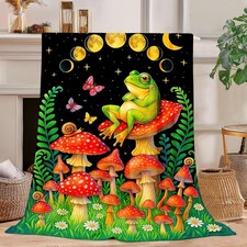 Mushroom Blanket Mushroom Frog Throw Blanket Super Soft Plush Flannel Fleece ...