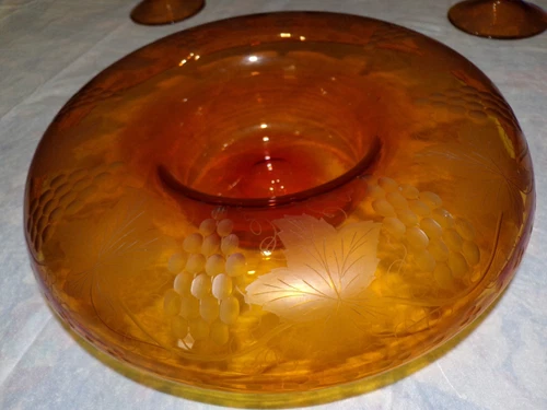 Steuben Frederick Carder Glass 14" AMBER Console Bowl Impressive Center Piece