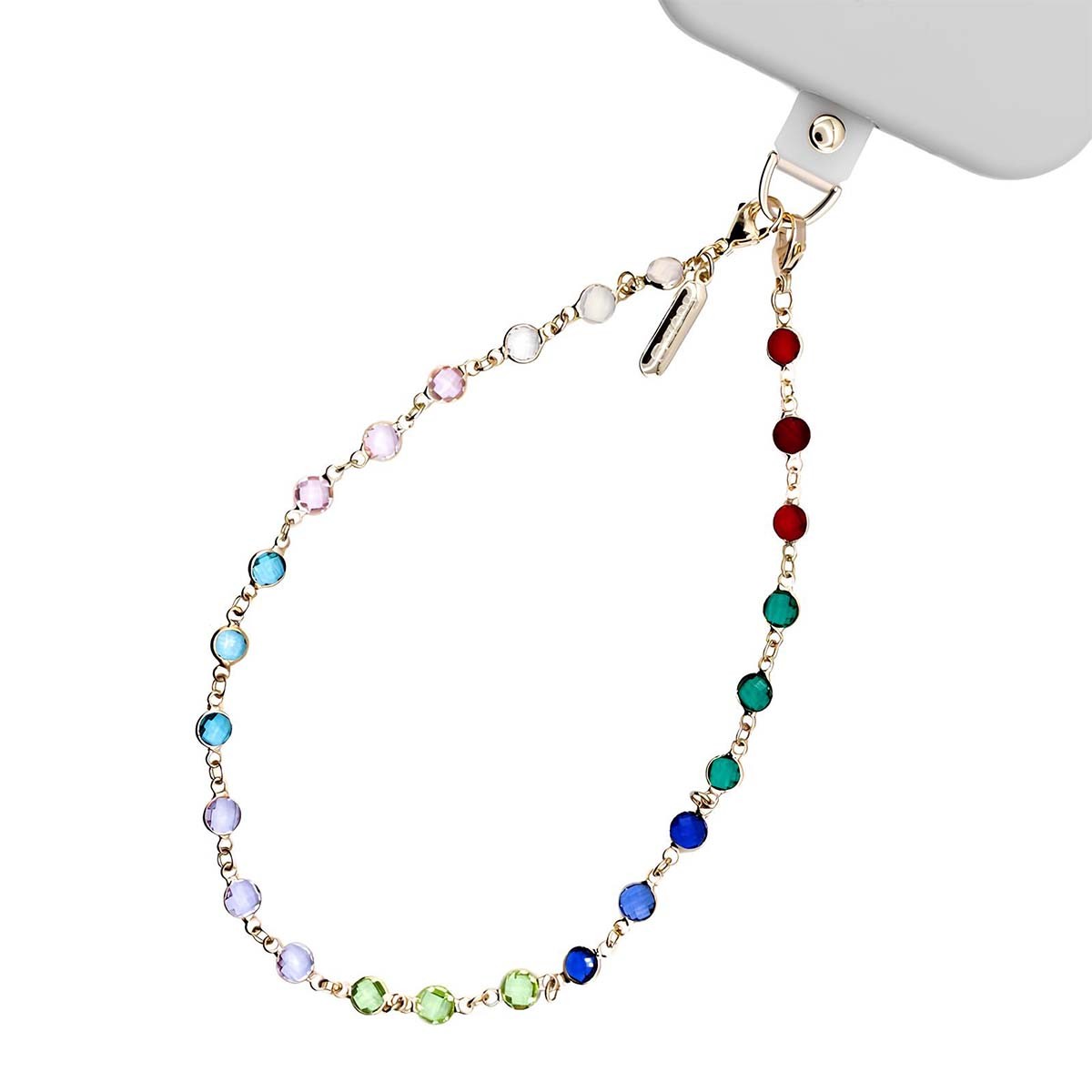 Cadeau Idéal Sangle Téléphone Crong Pierres Multicolores Or