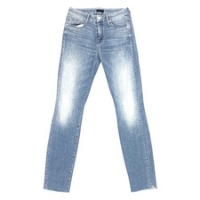 MOTHER Looker Ankle Fray When Sparks Fly Wash Blue Jeans Size 25 25X28 Mid Rise