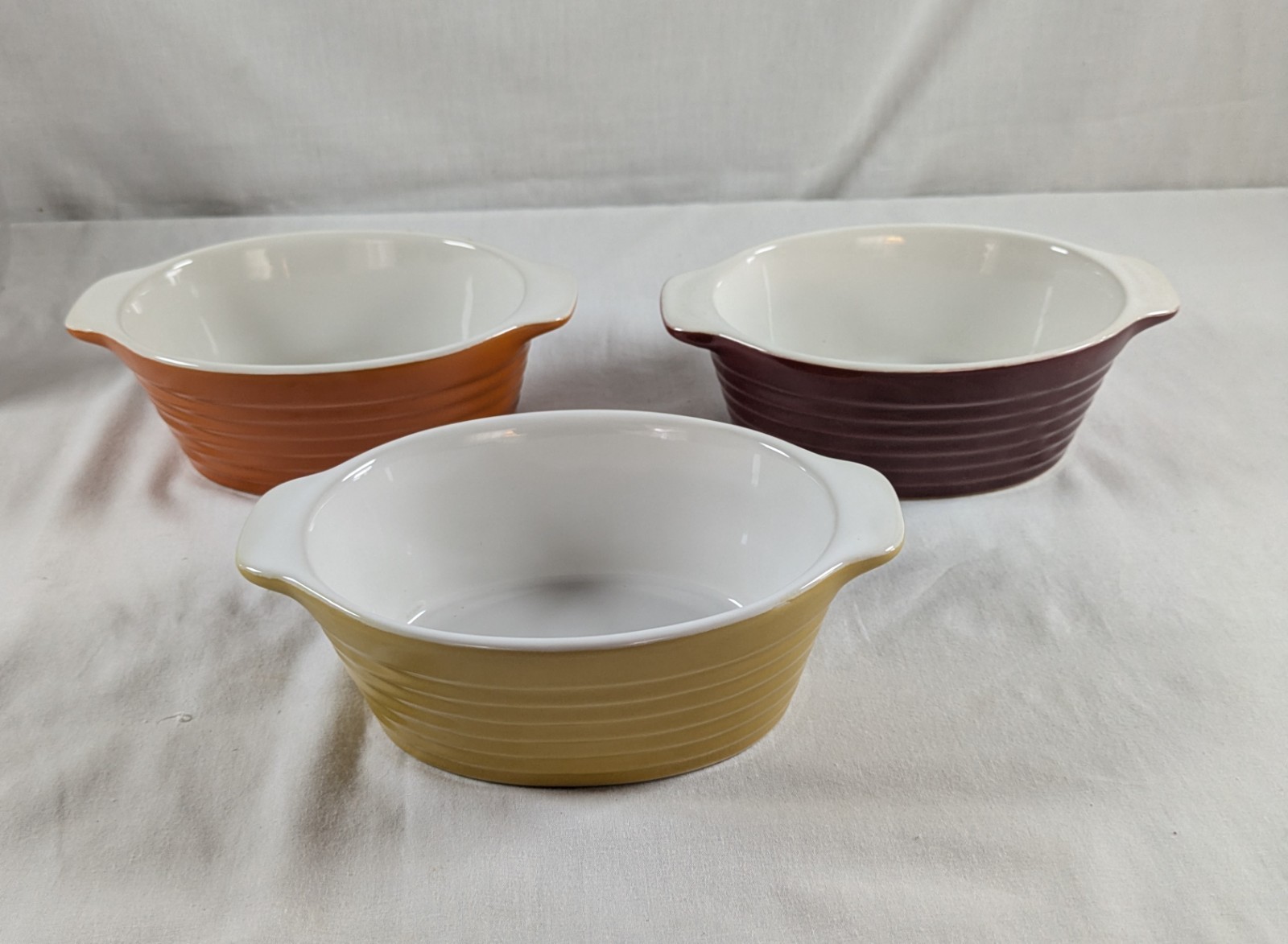 Proctor and Silex Set of 3 Oval Individual Serving Ceramic Casserole Dishes Oven