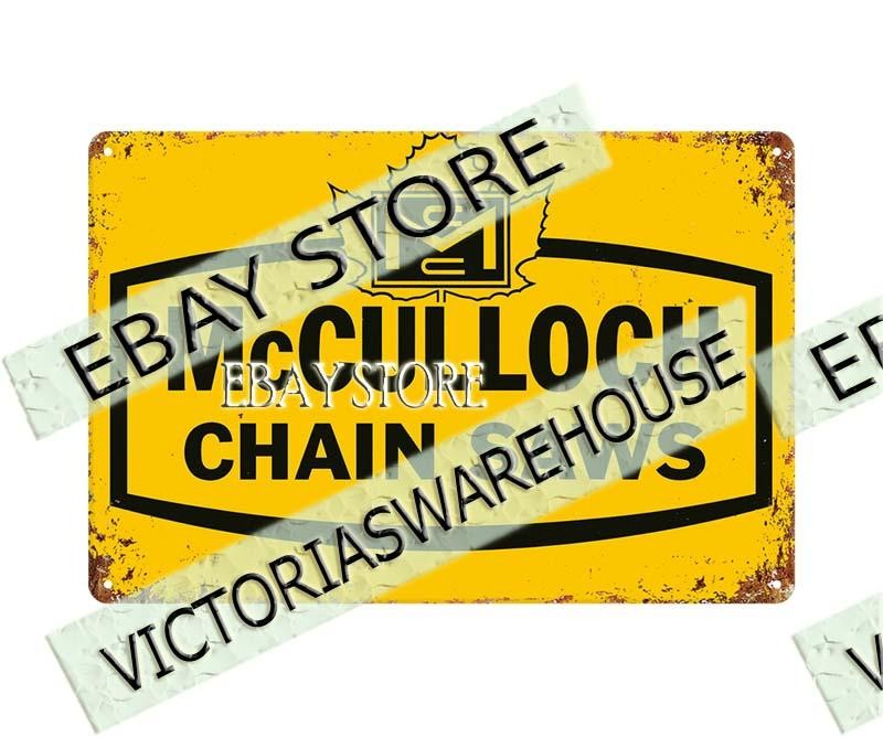 McCullough chainsaw workshop man cave tools tin sign