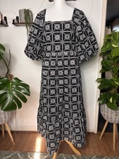 Very Black & White Embroidered Midi Dress UK 16
