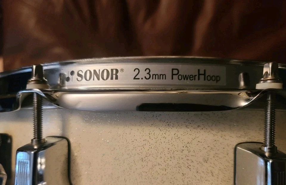 OLDER SONOR FORCE 3003 14X5.5 MAPLE SHELL SNARE DRUM IVORY SILVER SPARKLE - Image 3 of 4