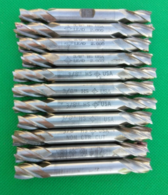 11 Double Endmills 3/8'' Shank 4 Flute Cleveland Twist Drill Mo-Max Machinist USA