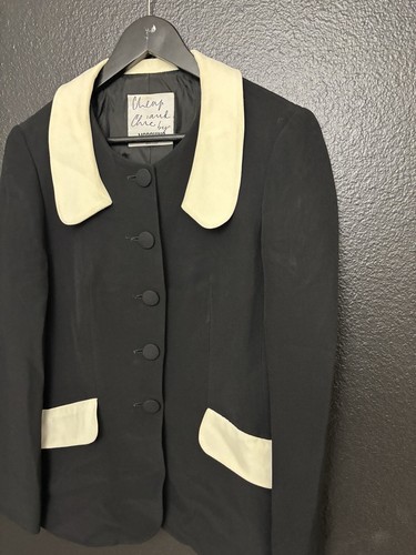 Moschino Cheap and Chic Vintage Black Blazer White Round Collar size IT 44 US 10 - Picture 2 of 14
