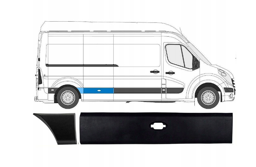 Baguettes de porte droite Master 3 anti-rayures pour protéger le flanc L3
