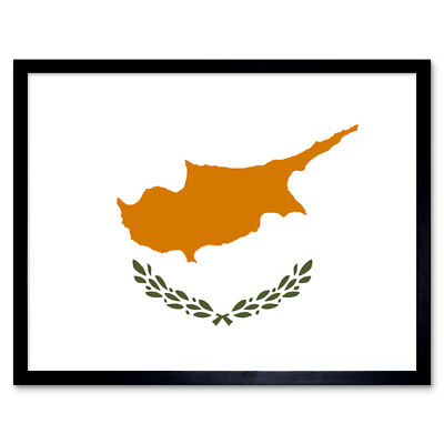 Zypern Nationalflagge Weltflaggen Land Poster gerahmtes Kunstbild Druck 9 x 7 Zoll
