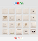 Schuko Steckdose Schalter Taster Jalousie Dimmer TV Visage Unterputz Cremeweiß