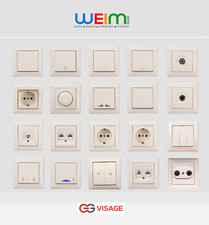 Schuko Steckdose Schalter Taster Jalousie Dimmer TV Visage Unterputz Cremeweiß