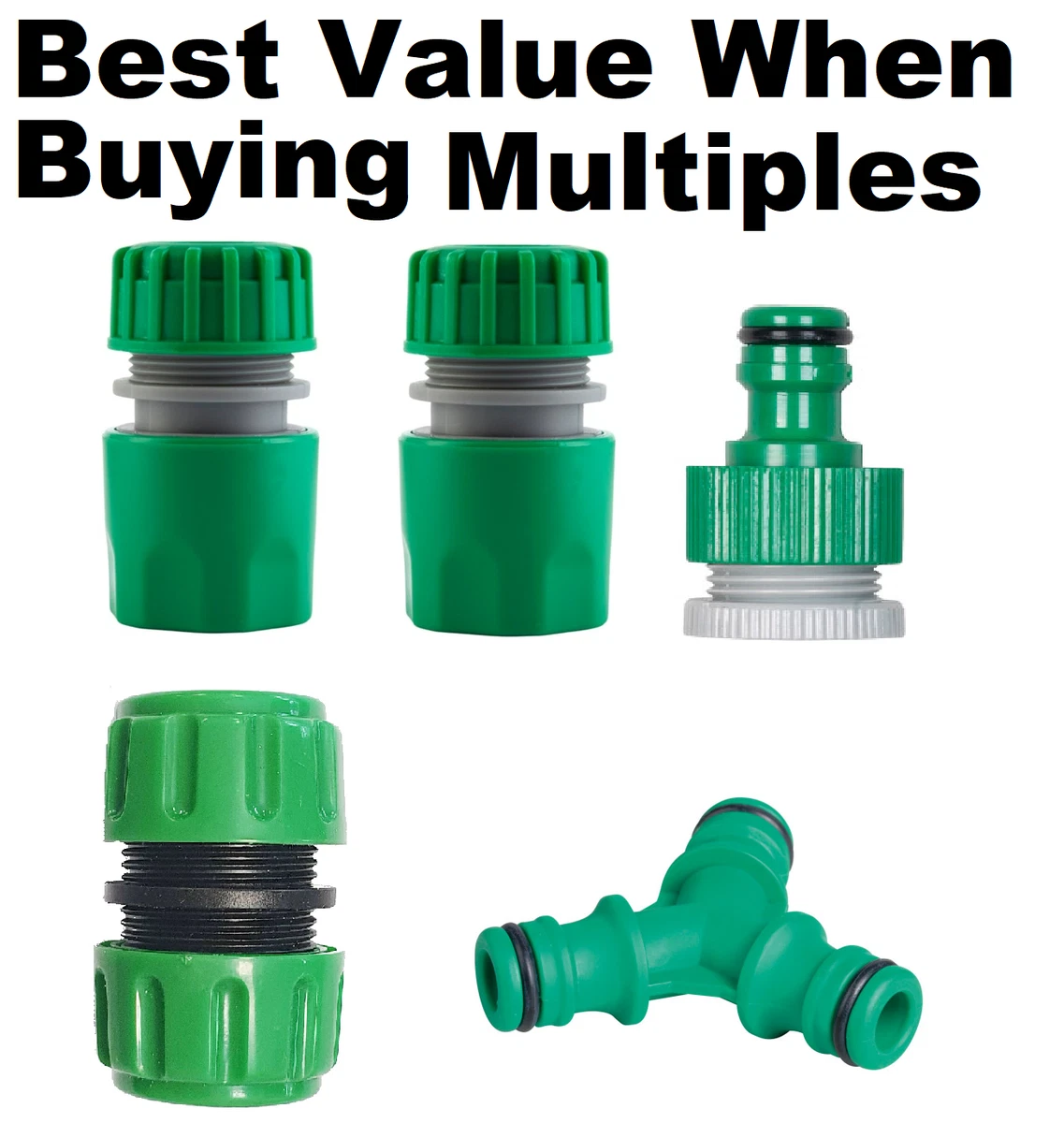 Garden Hose Attachments Nozzle Tap End Water Stop Connector 2 Way Tap adaptor