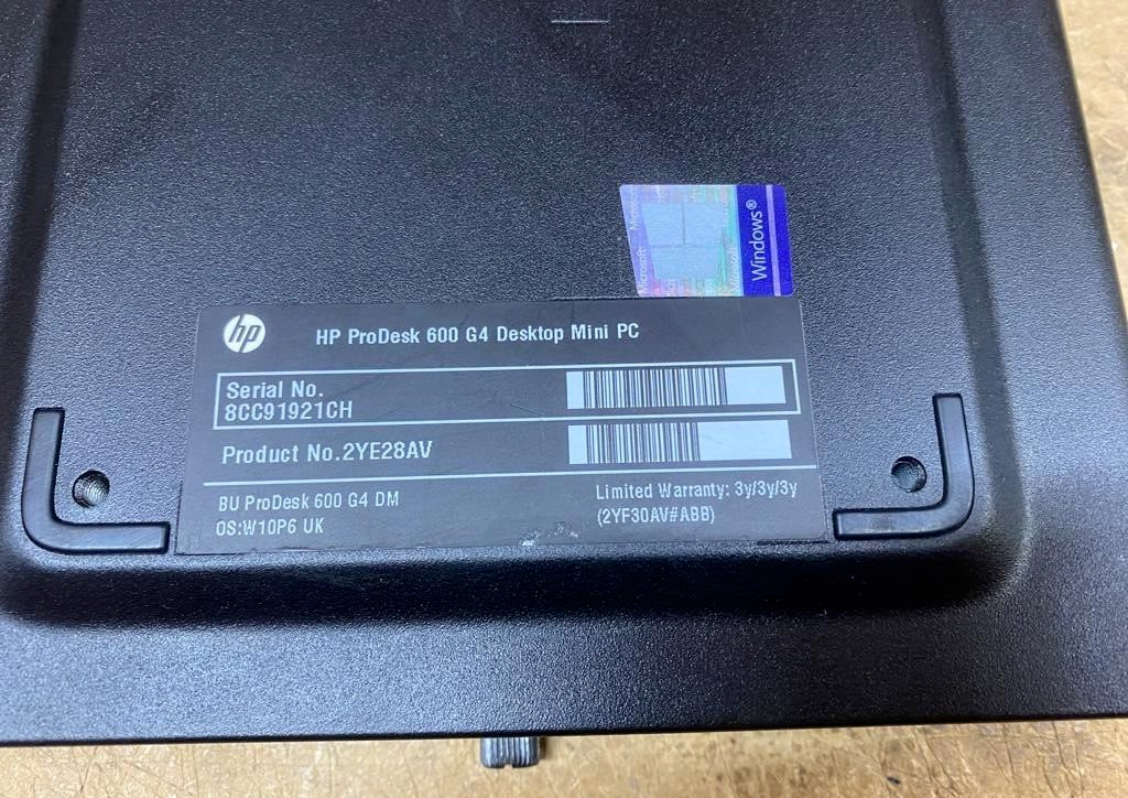 HP ProDesk 600 G4 MINI PC - i3-8TH - 16GB RAM - 240GB SSD HP ProDesk 600 G4 MINI PC - i3-8TH - 16GB RAM - 240GB SSD