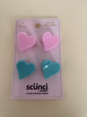 New Scunci Hair Small Pink Jaw Clips Set Of Four