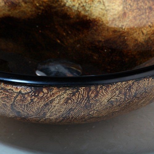 Bathroom Tempered Glass Vessel Sink Round Bowl Waterfall Spout Mixer Faucet Tap - Picture 10 of 12