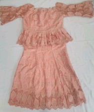 Womans Two Piece Salmon Pink Dress Size XXL Plus Used Homemade