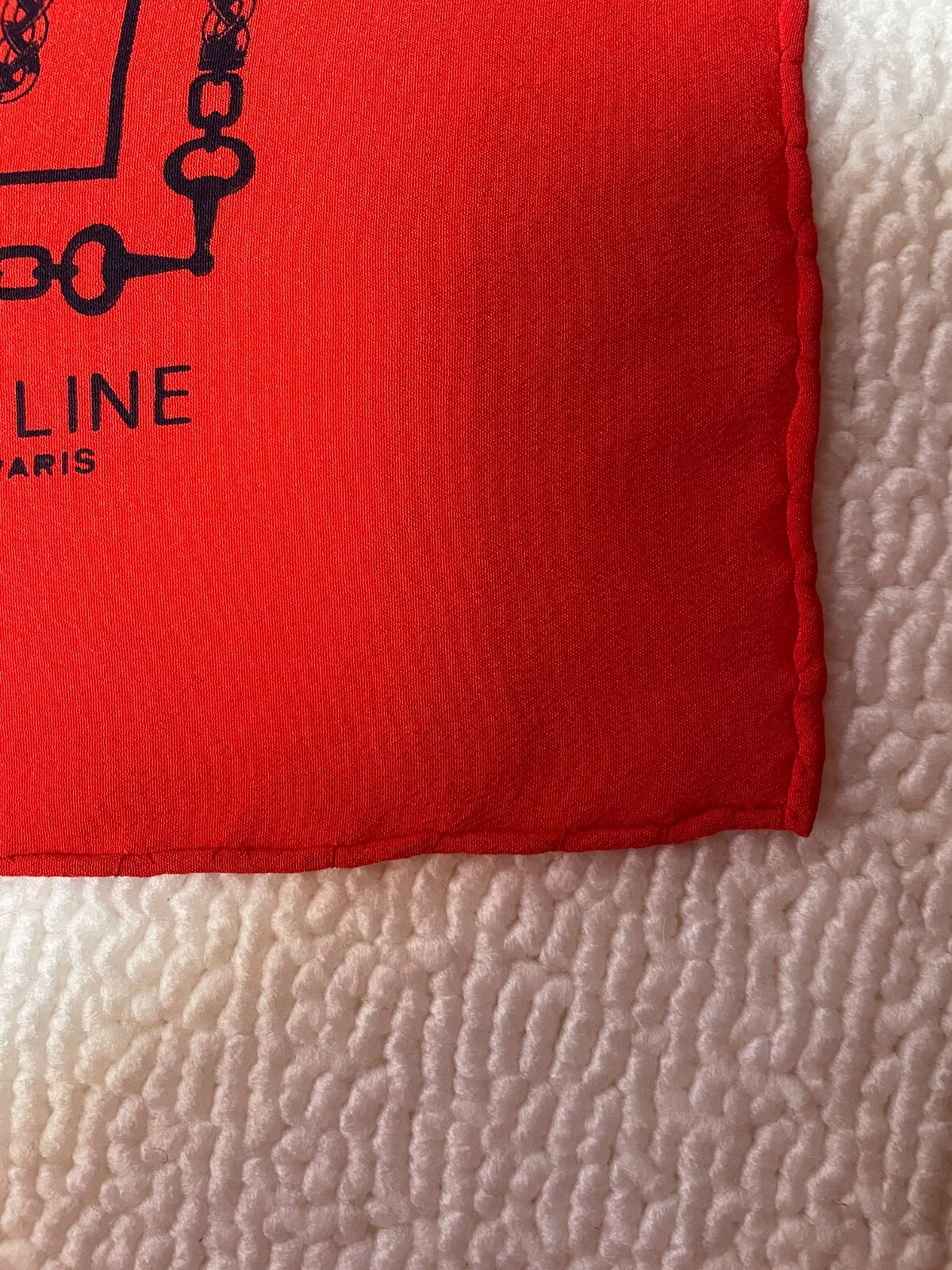 Céline Unisex Scarf Red Blue Details 100percent Silk Pre Owned image 6