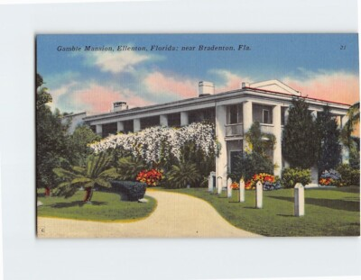 #ad Postcard Gamble Mansion Ellenton Florida Near Bradenton Florida USA $3.46