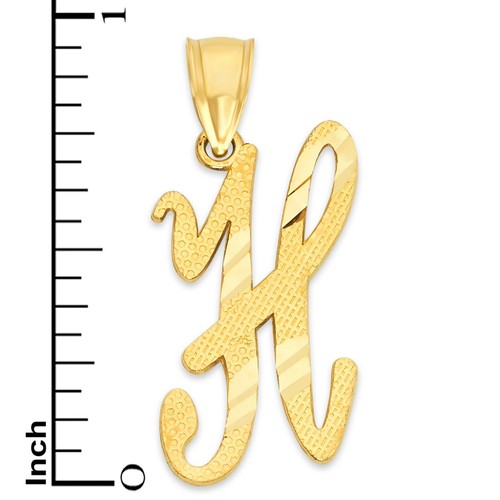 10k Real Solid Gold Initial Pendant, Personalized Cursive Letter Charm Jewelry - Picture 30 of 66