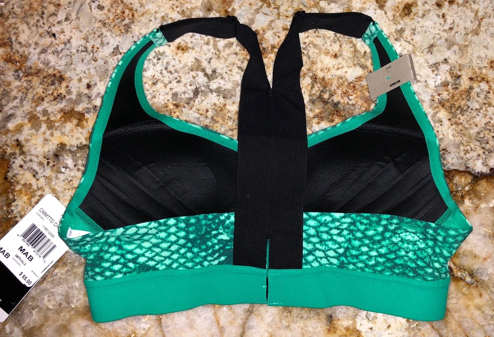 ADIDAS CMMTTD Chill высокой поддержки спортивный бюстгальтер зеленый печать новый женщин Sz M A/B чашка - Изображение 4 из 4