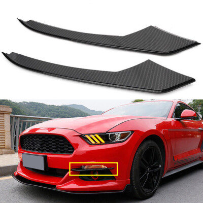 Carbon Fiber Front Fog Light Lamp Eyebrow Cover Trim For 2015-2018 Ford Mustang