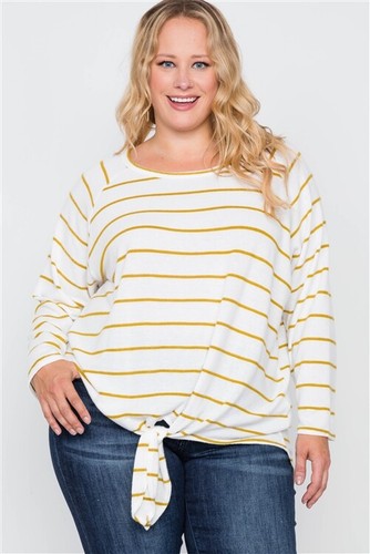 Ivory Mustard Stripe Soft Long Sleeve 
