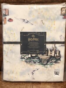 Pottery Barn Teen Harry Potter Christmas at Hogwarts Percale Queen Sheet Set New 