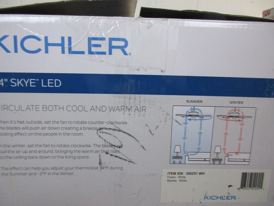 Kichler Skye 54 in. Indoor White Downrod Mount Ceiling Fan with Integrated LED - Image 4 of 4