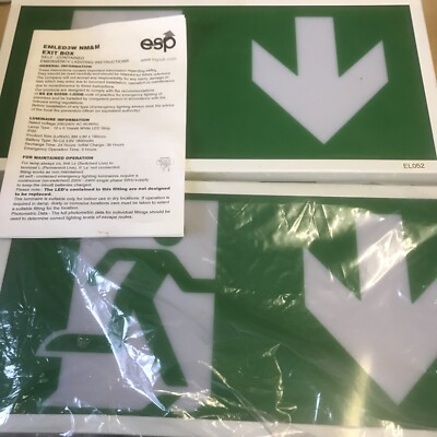 ESP MAINTAINED EXIT BOX DOWN LED 3W 1 x New 1 x Used