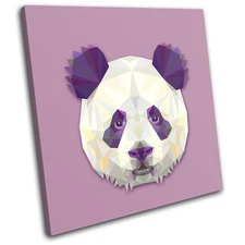 Geometric Abstract Panda Animals SINGLE CANVAS WALL ART Picture Print