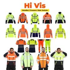 Hi Viz High Visibility Jacket Hoodie Hi Vis Trouser Zipper Plus Size S to XXXXXL