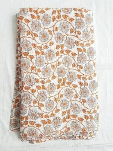 Indisch Orange Kantha Quilt Blumenmuster Kiti Baumwolle Tagesdecke Überwurf Decke - Bild 1 von 6