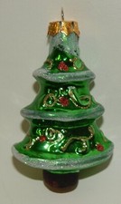 Glittered Decorated Glass Christmas Tree Ornament