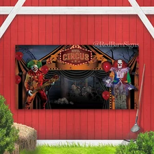 Halloween Evil Circus Backdrop, Large Fabric Evil Clown Scary Skull Balloon Dead