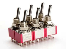 Carling Mini Toggle Switch, DPDT (6 Pack)