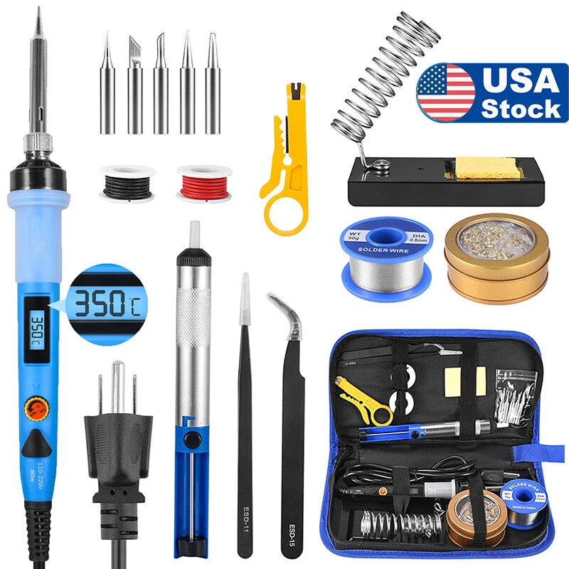 80W Electric Soldering Iron Welding Gun Tool Kit Solder Wire Desoldering  Pump US