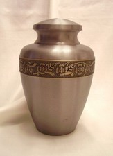 Pewter Finish Adult Large Metal Cremation Urn - Solid Brass- Screw top lid