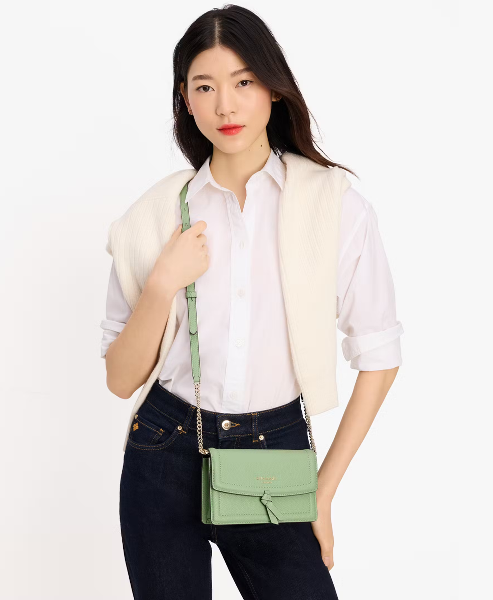 NWB Kate Spade Knott Flap Crossbody Light Green Leather Purse K6830 Gift Bag R NWB Kate Spade Knott Flap Crossbody Light Green Leather Purse K6830 Gift Bag R
