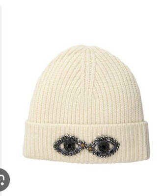 $58 Bcbgmaxazria Eye See You Beanie Ivory JC313 UK